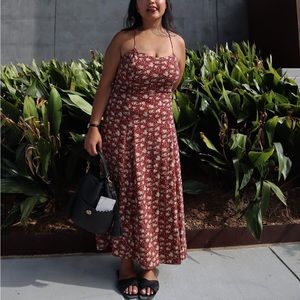 Vintage floral burgundy dress